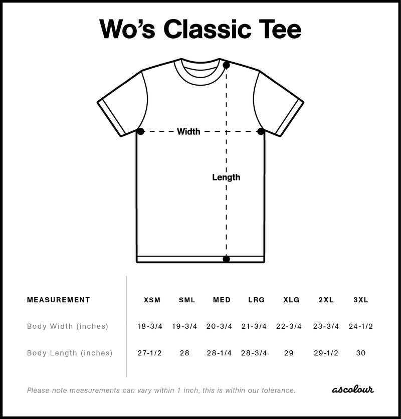 Size Chart for AS Colour Wo's Classic Tee 4026