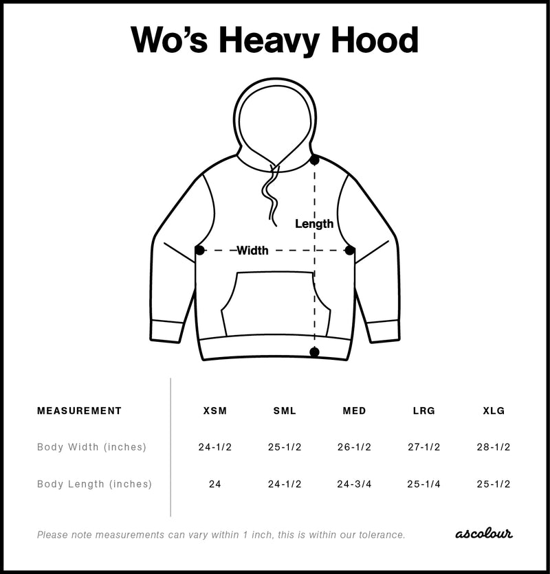 Size Chart for AS Colour Wo's Heavy Hood 4146