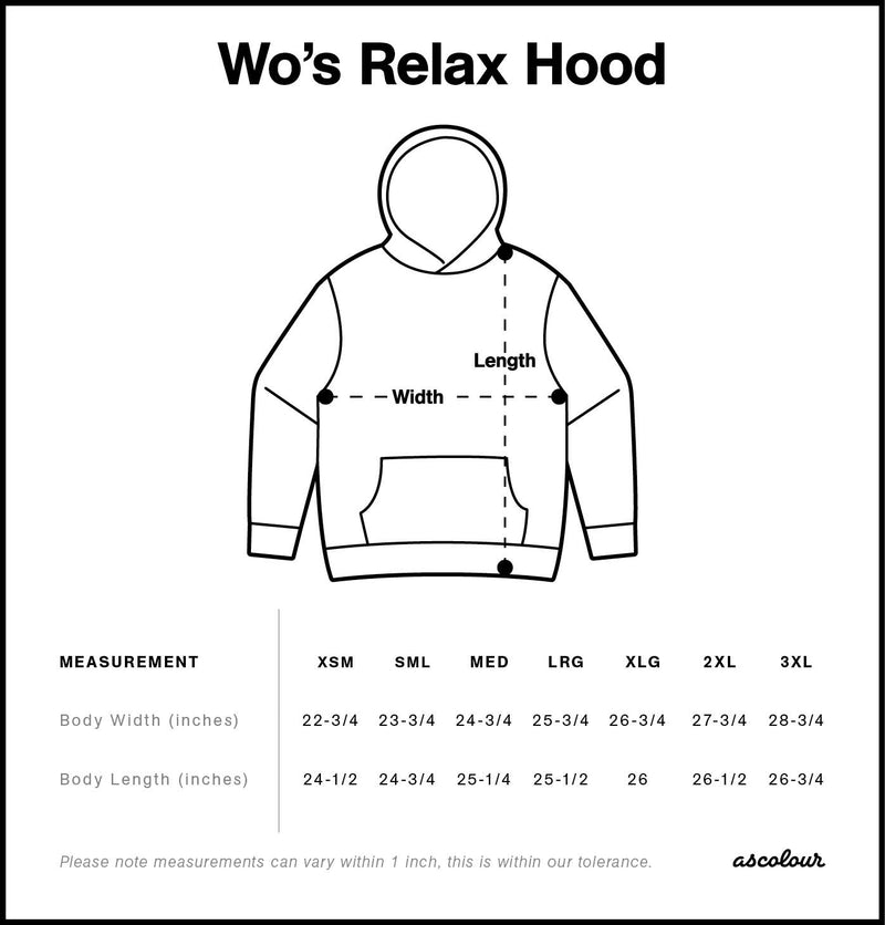 Size Chart for AS Colour Wo's Relax Hood 4161
