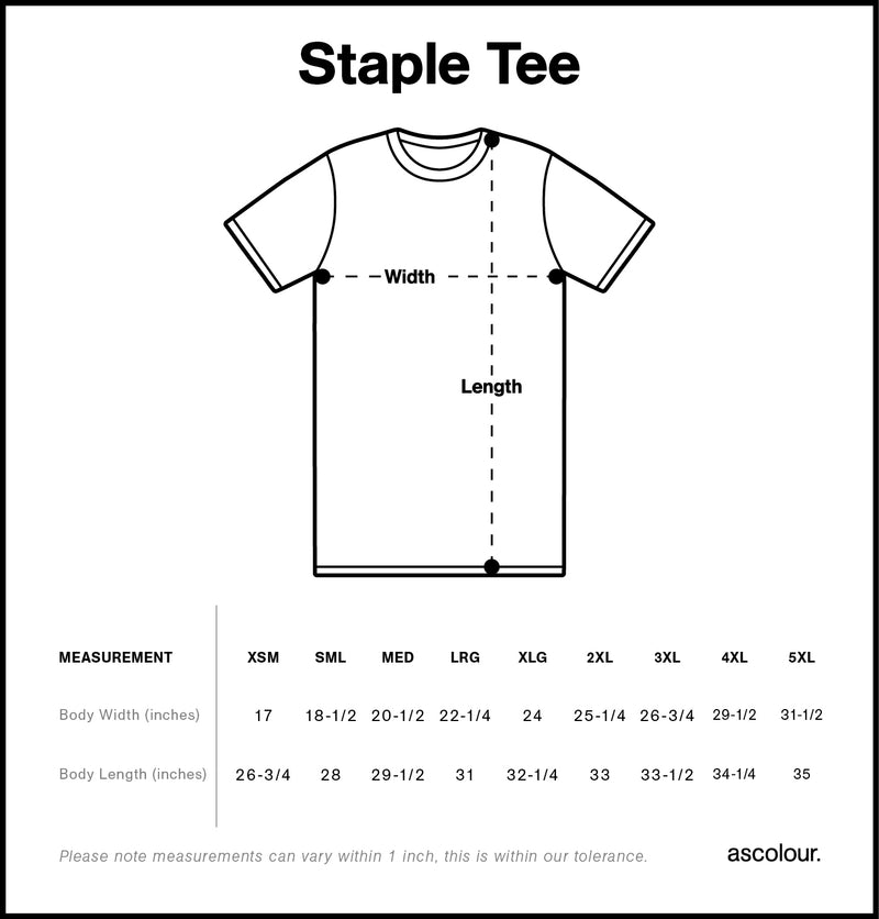 Size Chart for AS Colour Staple Tee 5001