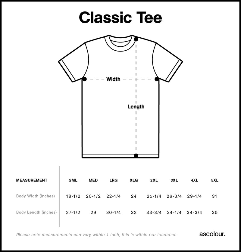 Size Chart for AS Colour Classic Tee - 5026