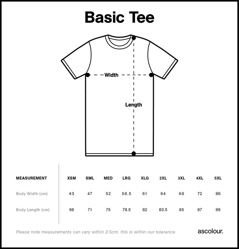 Size Chart for AS Colour Basic Tee 5051