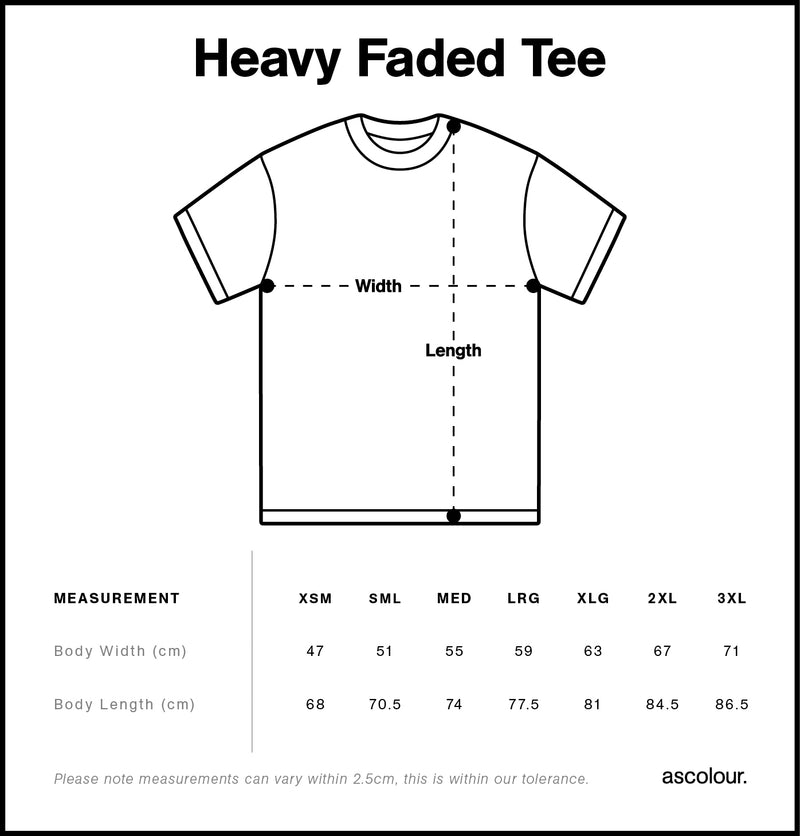 Size Chart for AS Colour Heavy Faded Tee 5082