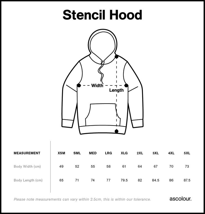 Size Chart for AS Colour Stencil Hood 5102