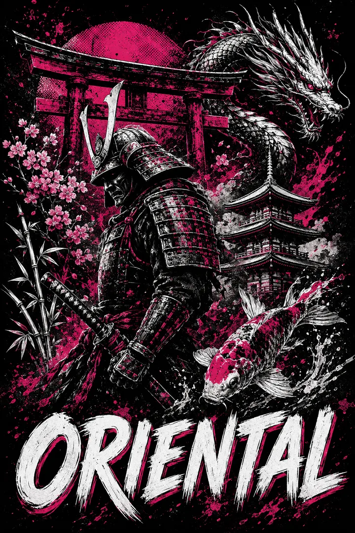 Oriental graphic T-shirt collection